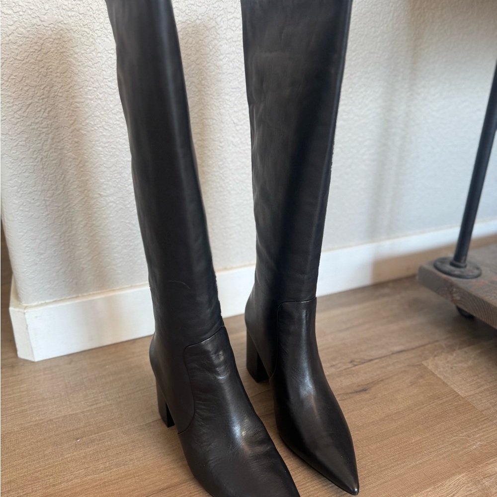 NWT Steve Madden Black Over-the-Knee Pointed Toe Block Heel Boots